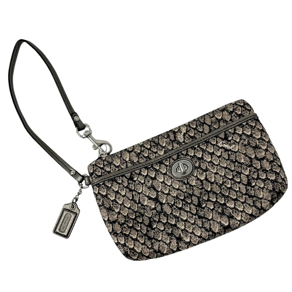 Coach Handbags - Coach Taylor Snake Print Turnlock Wristlet Gunmetal